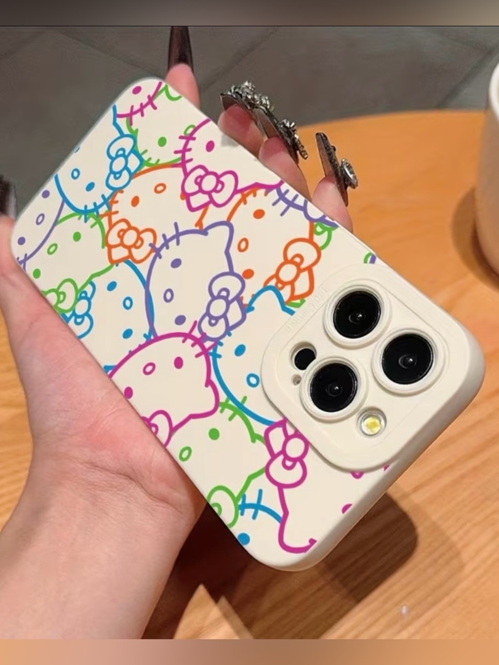 New Apple iPhone 17 Case Hello Kitty Tan Rainbow